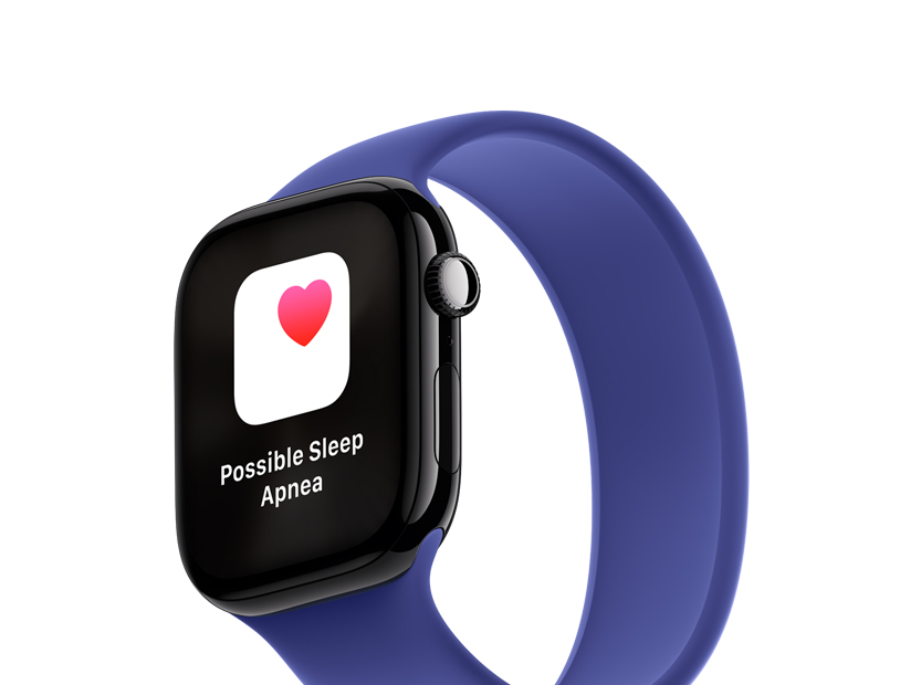 An Apple Watch screen showing a notification for Sleep Apnea with the Sleep Apnea app.