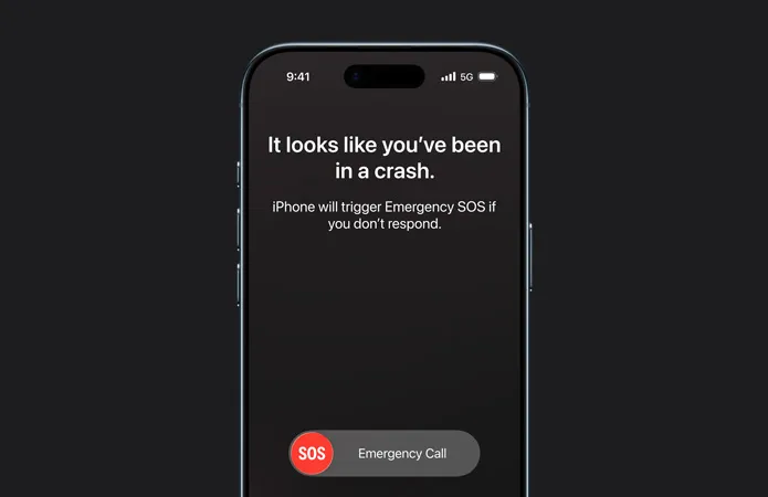 iPhone Air, front exterior, Crash Detection feature in use