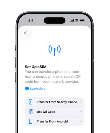 iPhone Air, front exterior, using the Set Up Cellular feature to easily transfer a phone number with eSIM