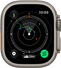 Apple Watch Ultra 4, titāna ietvars, dabīga krāsa, Backtrack funkcija ar maršrutu un kompasa norādēm, labais sāns, Digital Crown, paaugstināta sānu poga