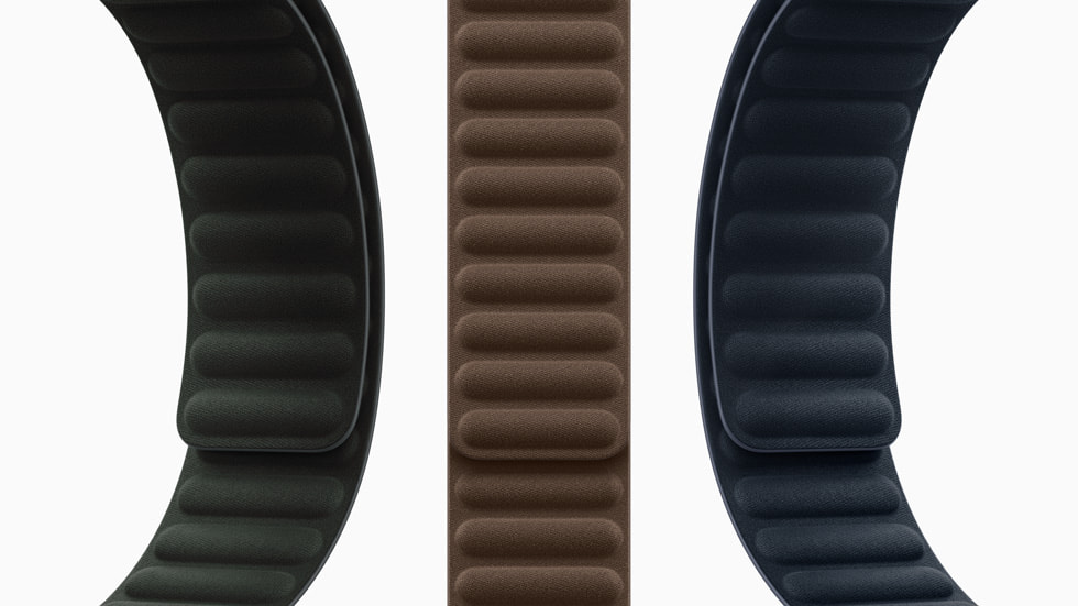 A close-up of the new FineWoven microtwill with the Magnetic Link.