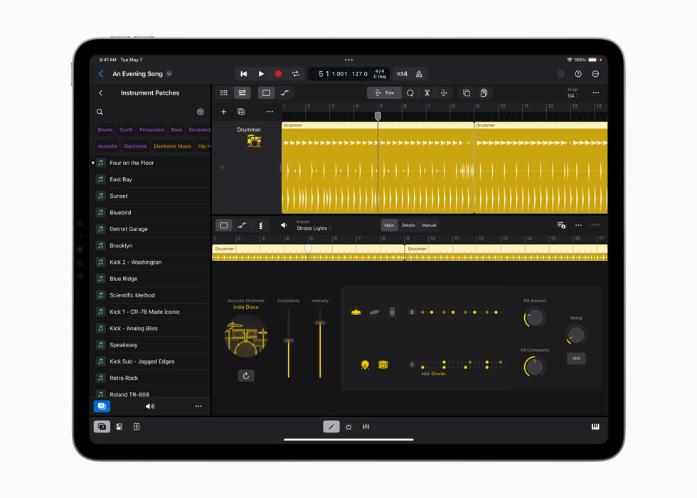 หน้าจอ Drummer บน iPad Pro รุ่น 13 นิ้ว