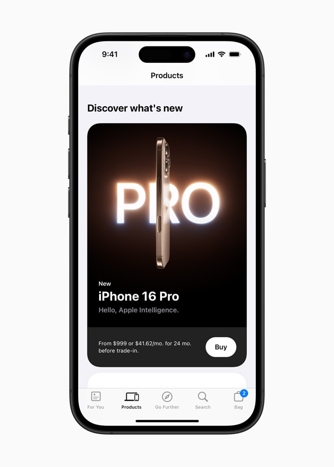 صفحة المنتجات في تطبيق Apple Store المُعاد تصميمه.