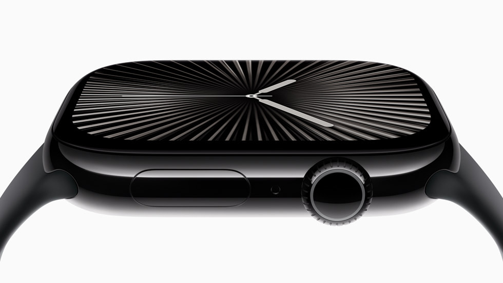 Apple Watch Series 10 的側面特寫。