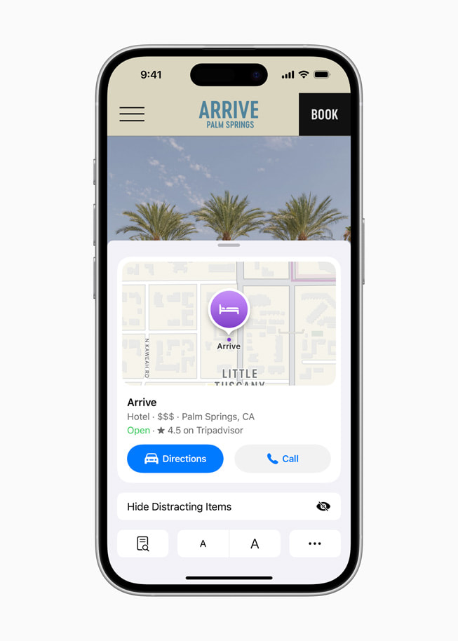Highlights in Safari are shown on iPhone 16 Pro.