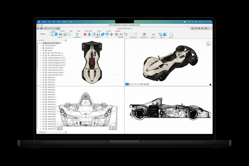 A user works in Fusion on the new MacBook Pro.