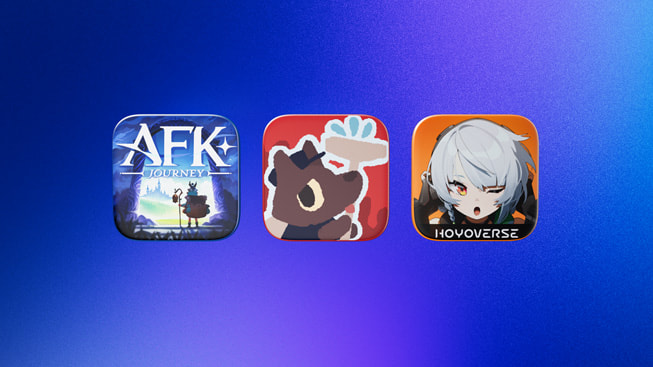 Íconos que representan a los finalistas de la categoría Juego del año para el iPhone 2024: AFK Journey, The WereCleaner y Zenless Zone Zero.