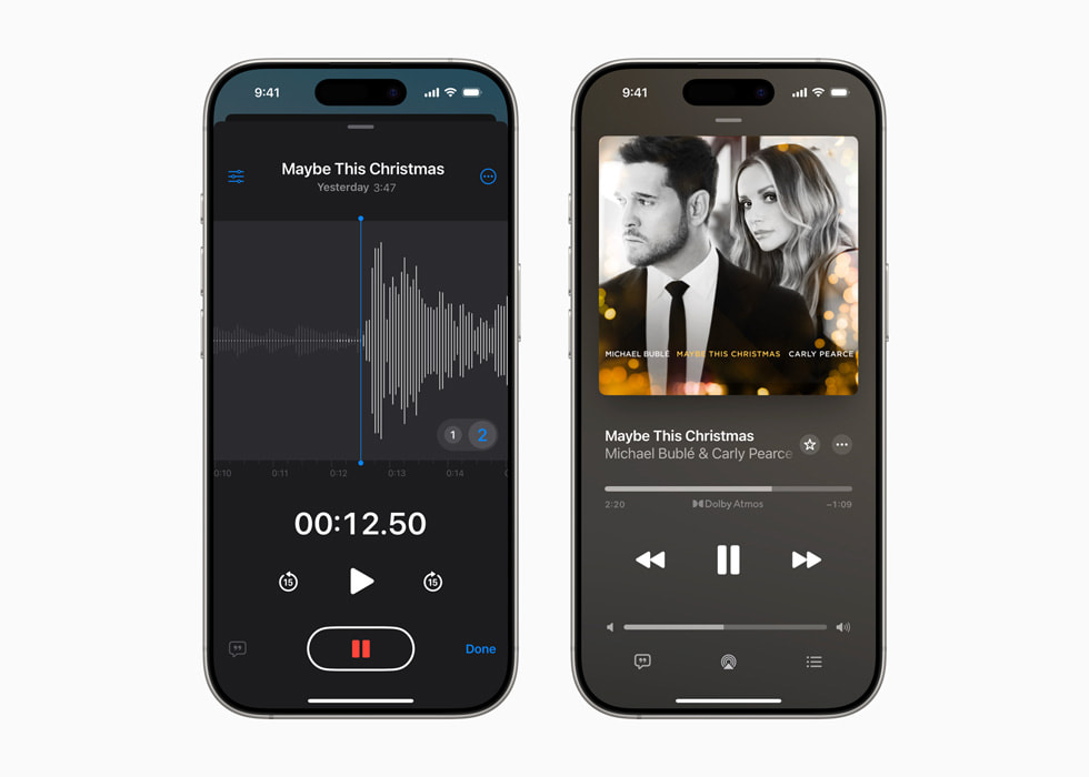 To iPhone 16 Pro-skærme viser de opdaterede funktioner i Memoer.