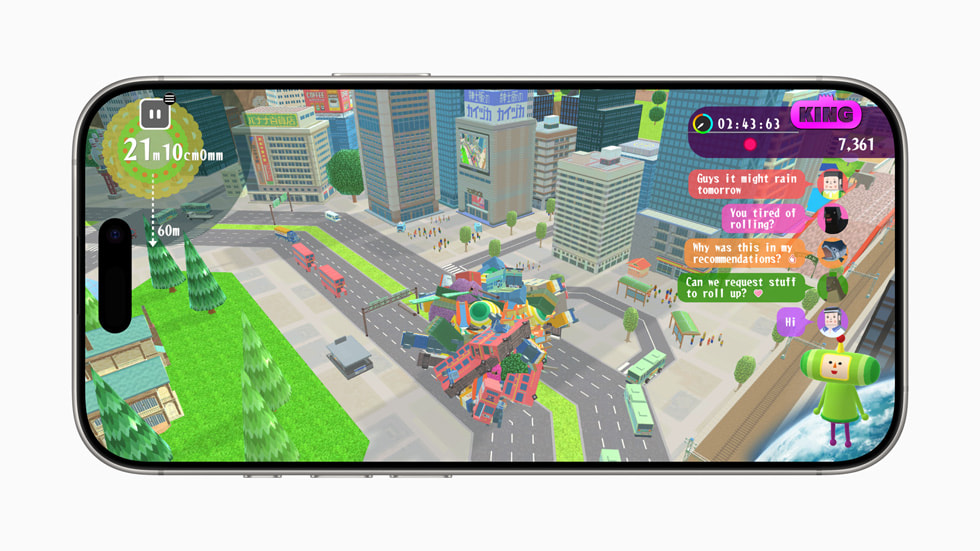 A still from Katamari Damacy Rolling LIVE by Bandai Namco Entertainment. Shown on iPhone 16 Pro.