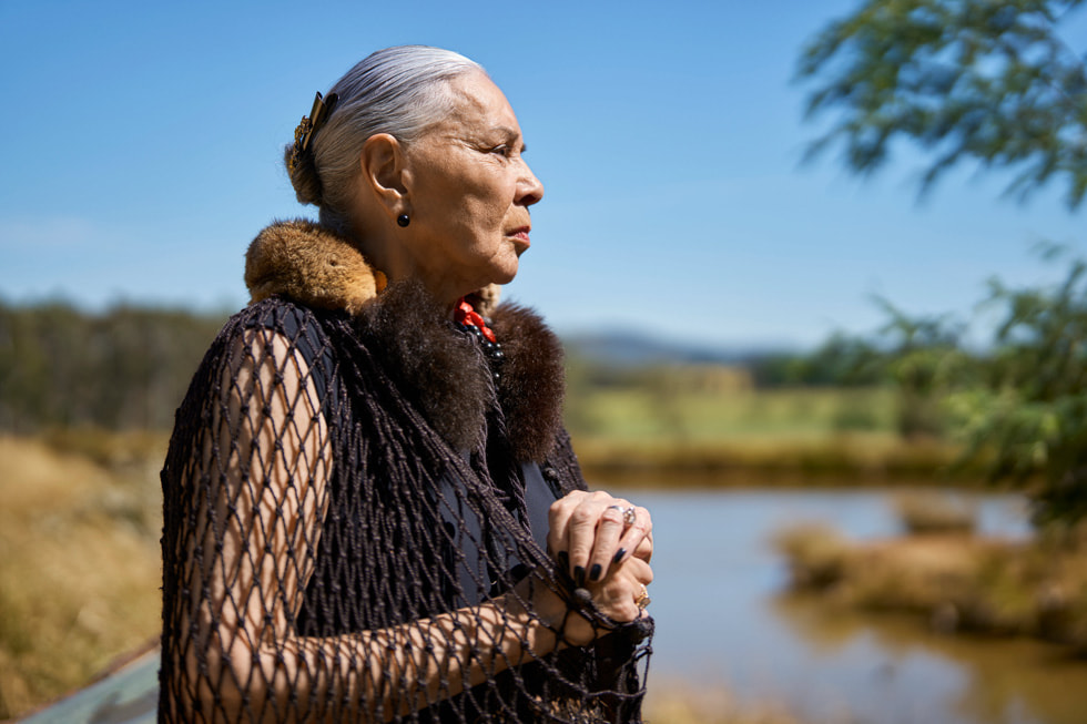 A portrait of Worawa Aboriginal College Elder in Residence Dr Lois Peeler AM.