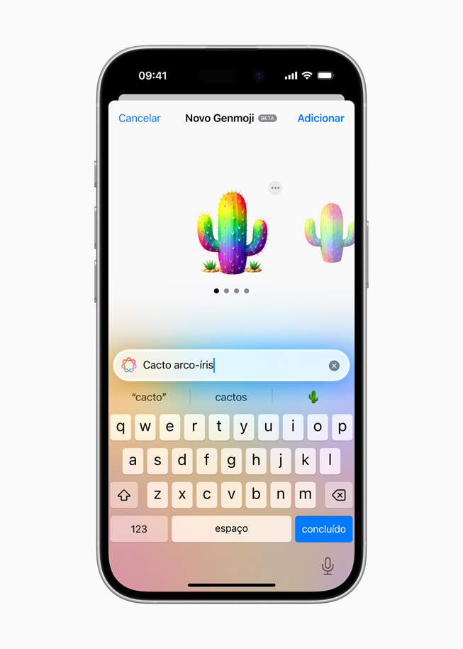 Criação de Genmoji no iPhone 16.