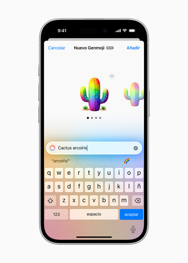 Creación de Genmoji en un iPhone 16.