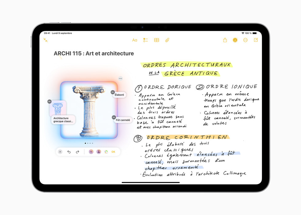 Baguette graphique affichée sur un iPad Pro 11 pouces.
