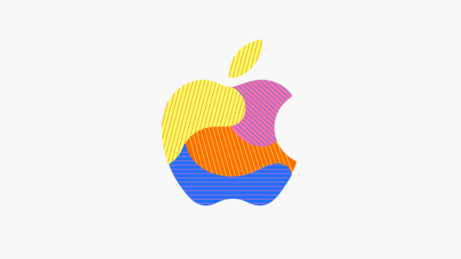 A multi-coloured Apple logo.