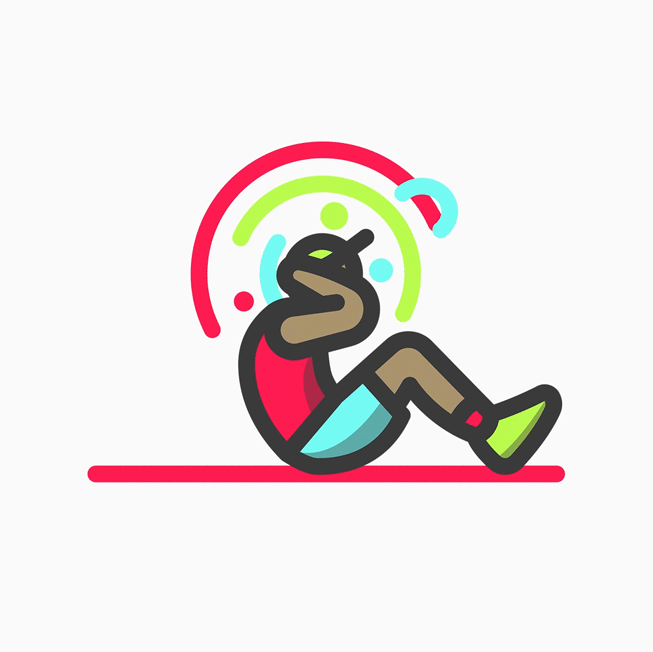 An illustrated icon of a person doing sit-ups.