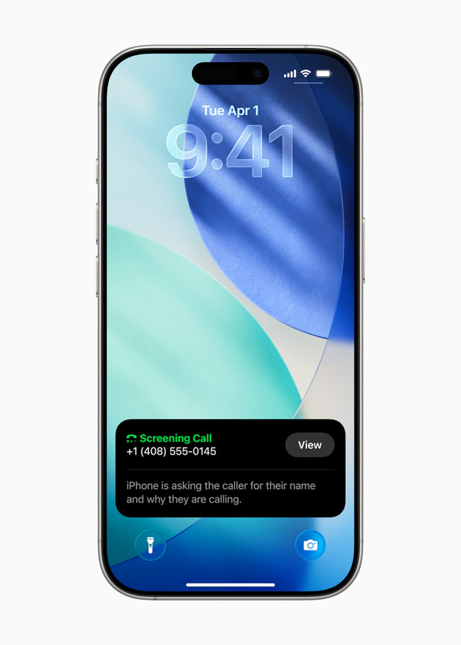 Noua funcționalitate Filtrare apel este redată pe iPhone 16 Pro.
