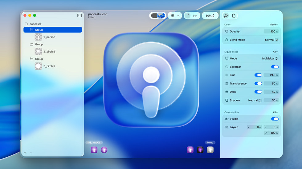 Ein Bildschirm von Icon Composer.