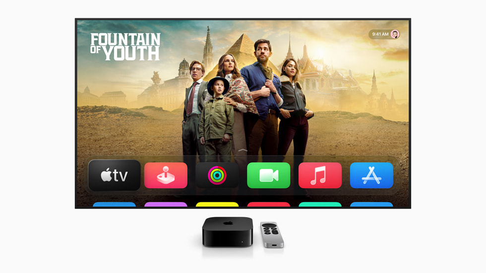 รูปภาพของ Liquid Glass ที่แสดงอยู่บน Apple TV