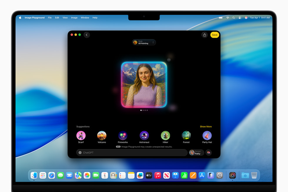 Pantalla de Image Playground en una MacBook Pro de 16 pulgadas.