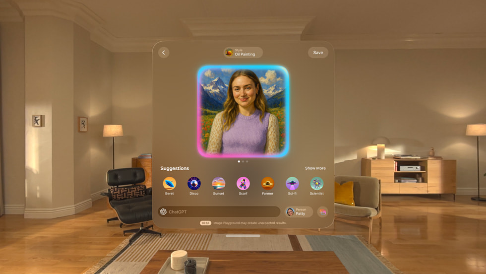 Image Playground auf einer Apple Vision Pro.