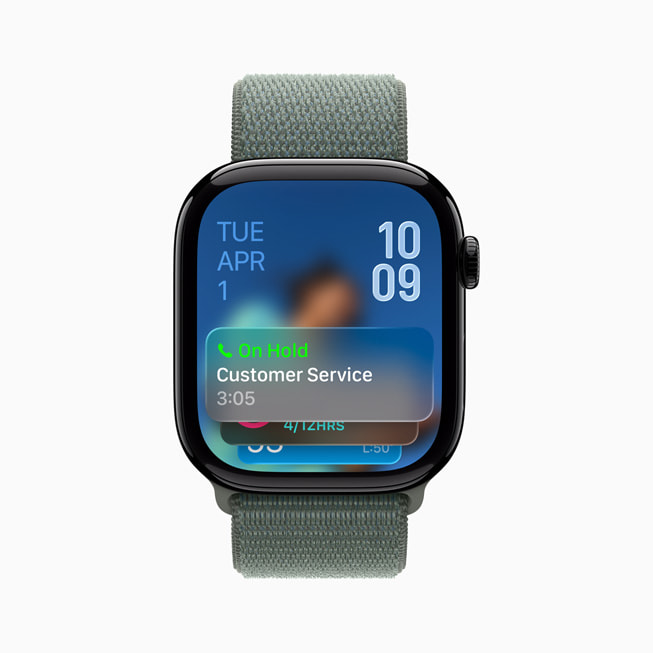 The Hold Assist feature is shown on a user’s Apple Watch.
