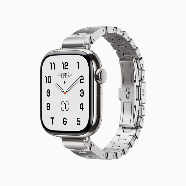 Apple Watch Hermès med den nye Grand H-ledrem i metal.