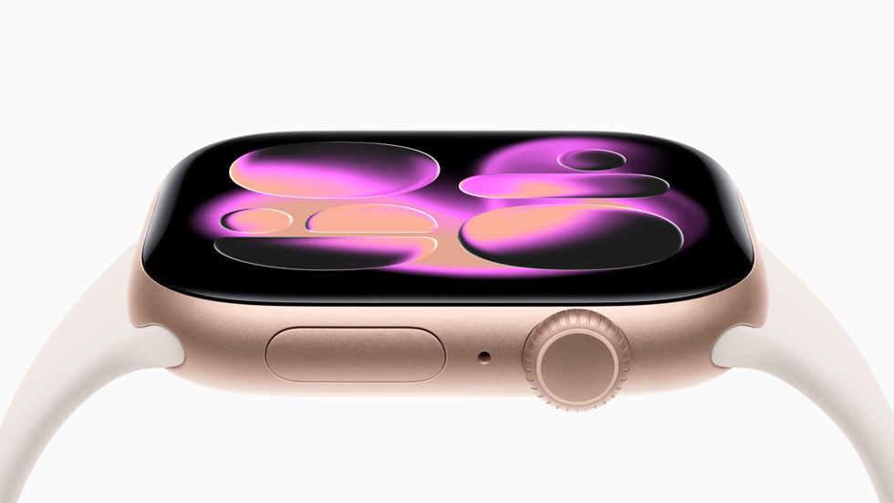 Apple Watch Series 11 vist skråt fra siden.