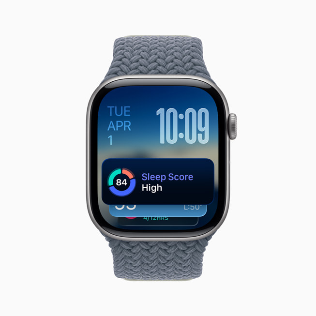 Apple Watch Series 11 viser en brugers søvnresultat i Smart stak.