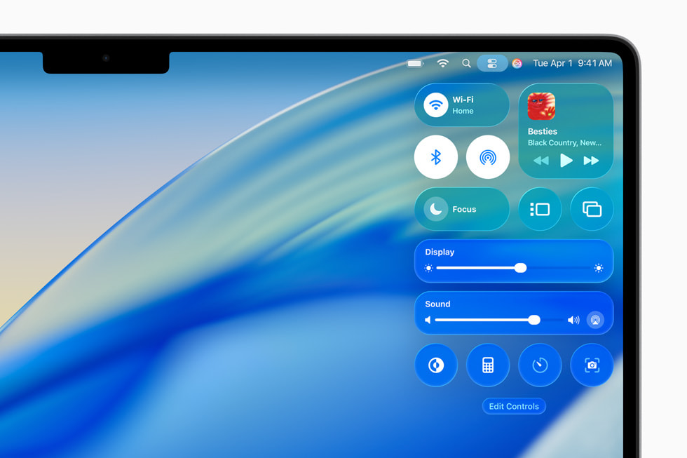 MacBook Pro shows Control Center.