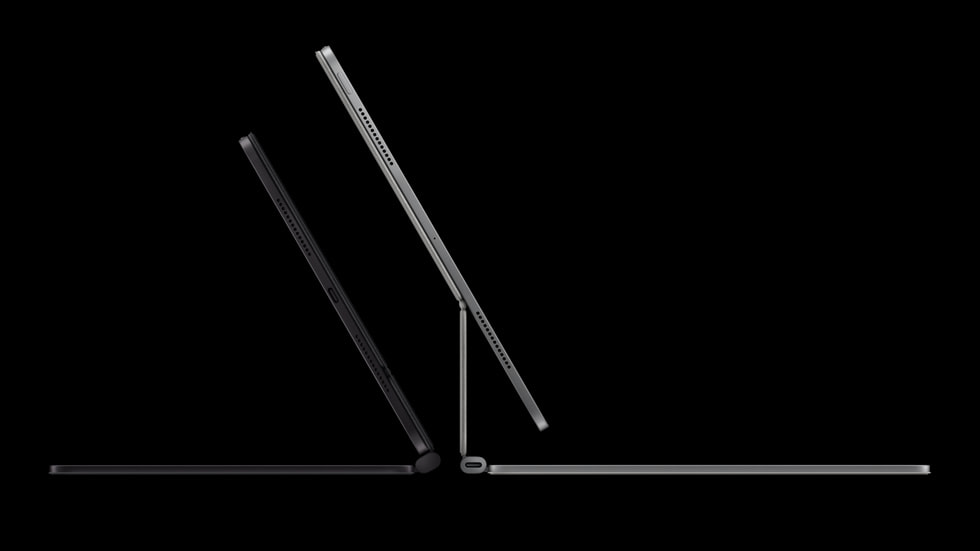 Magic Keyboard is shown in side profile with the new iPad Pro.
