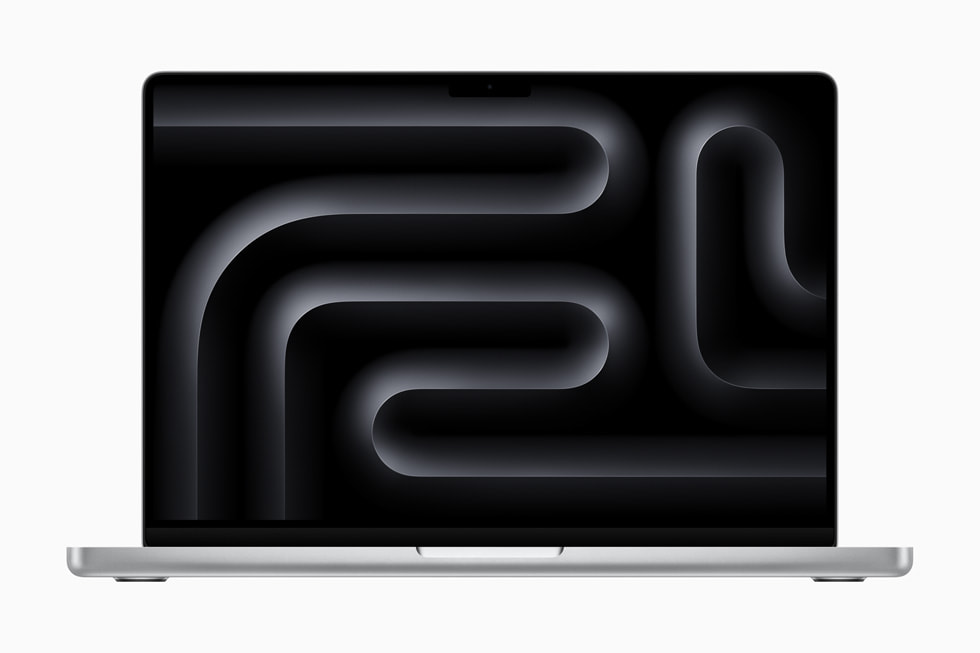 Sølvfarvet 14" MacBook Pro.