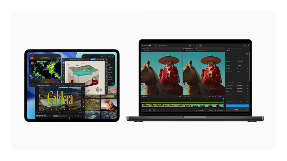 11" og 13" iPad Pro og 14" MacBook Pro i space black.