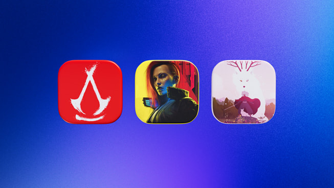 Trois icônes représentant Assassin’s Creed Shadows, Cyberpunk 2077: Ultimate Edition et Neva.