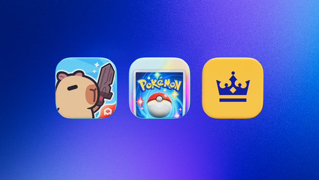 Trois icônes représentant Capybara Go!, le JCC Pokémon Pocket et Thronefall.