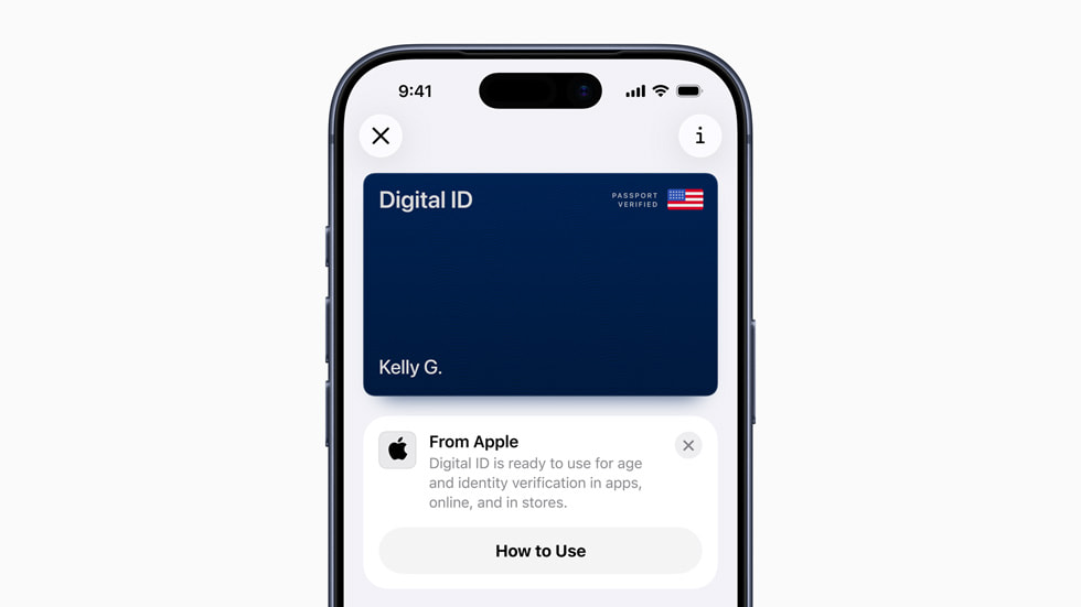 Un iPhone muestra una identificación digital en Apple Wallet.