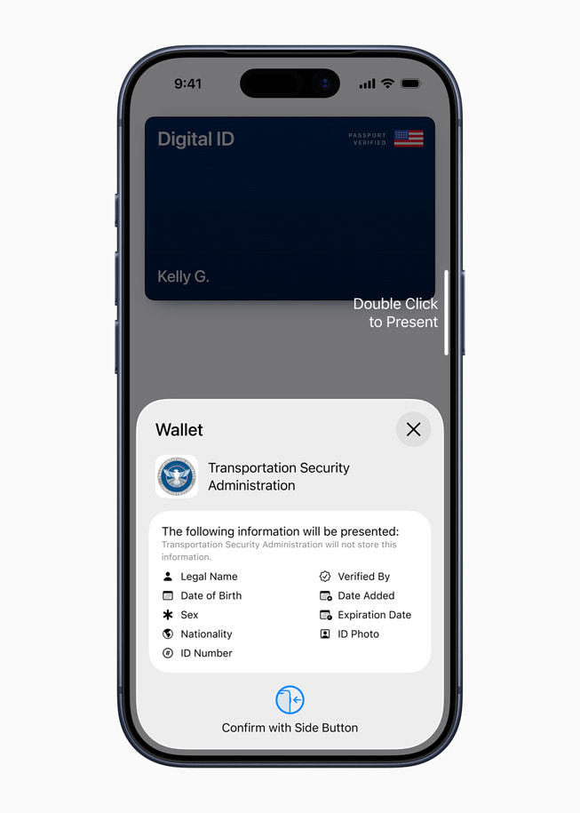 Un iPhone muestra cómo se presenta la identificación digital desde Apple Wallet.
