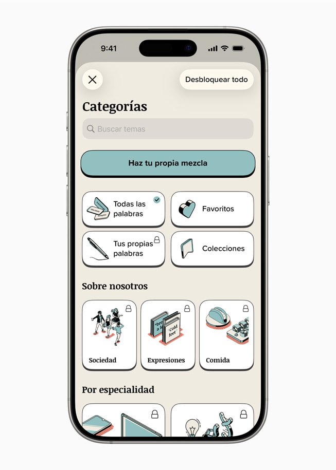 La app Vocabulary en un iPhone 17 Pro.