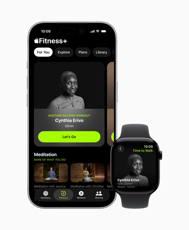 Aflevering van ‘Tijd om te wandelen’ met Cynthia Erivo in Apple Fitness+ op iPhone 17 Pro.