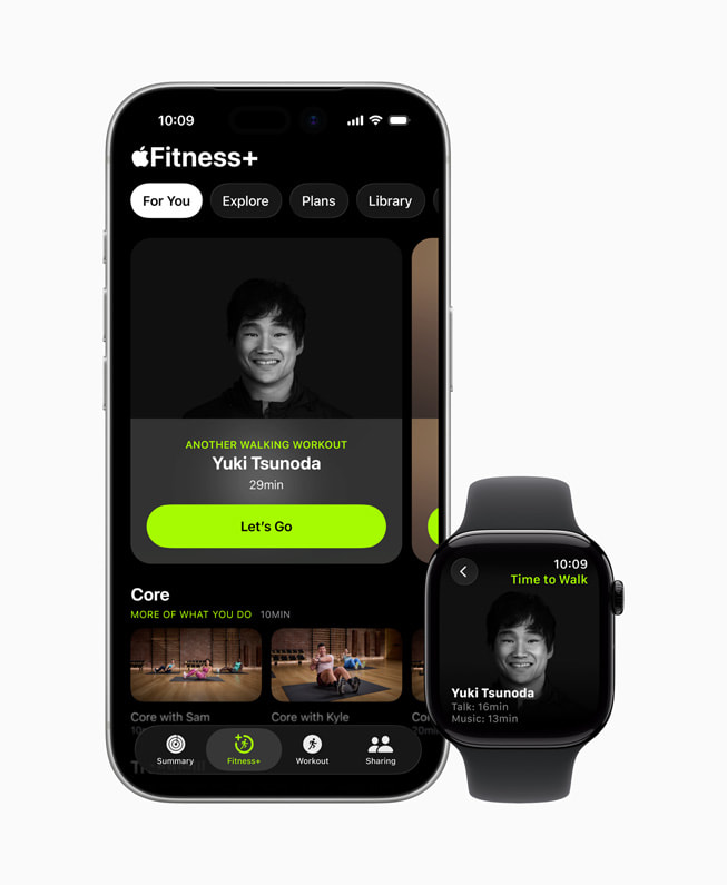 Aflevering van ‘Tijd om te wandelen’ met Yuki Tsunoda in Apple Fitness+ op iPhone 17 Pro.