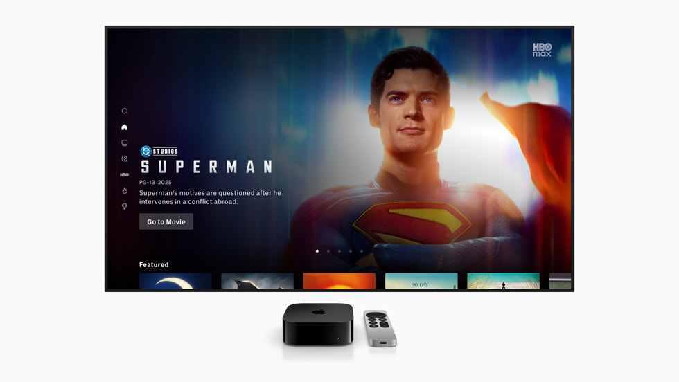 A still from the Superman movie on HBO Max’s app for Apple TV.