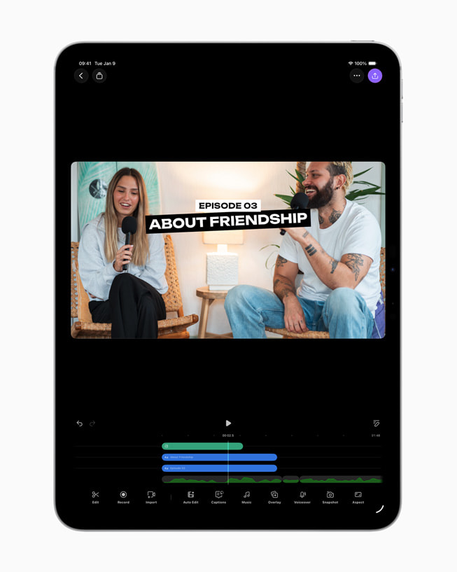 A screenshot taken on an iPad Pro 13-inch of a user editing a video clip on Detail.