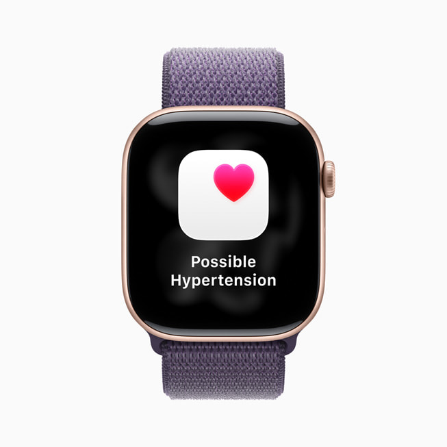 Se muestra una notificación de hipertensión en un Apple Watch Series 11.