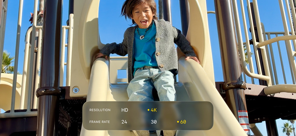 A still taken from video recorded using 4K with Dolby Vision is shown on iPhone 17e.