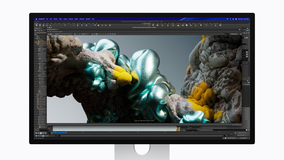 SideFX Houdini is shown on Studio Display XDR.