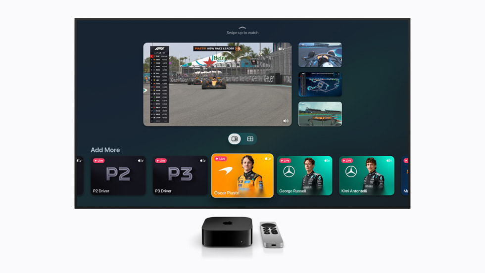 Apple TV shows the Multiview experience for Formula One.