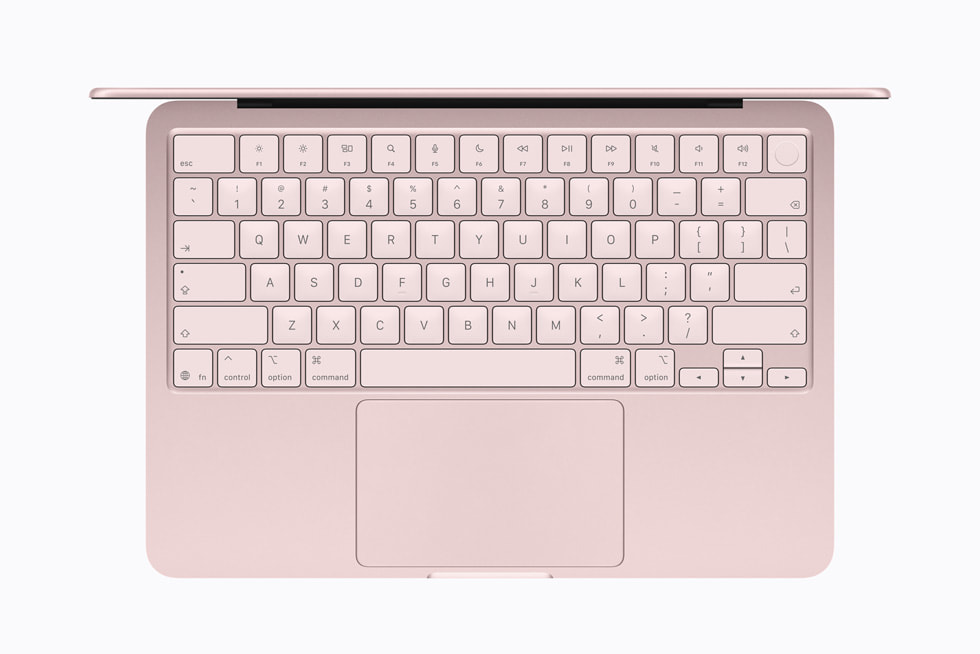 A close-up on the Magic Keyboard of MacBook Neo.