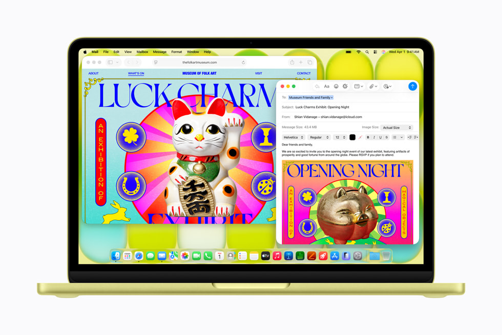 A user answers emails and browses the web on their citrus MacBook Neo.
