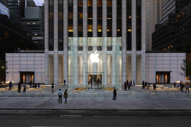 Exterior of the Apple Fifth Avenue store in New York City.