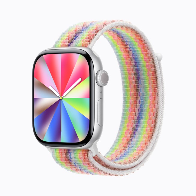 Apple Watch Series 11 s ciferníkem Pride Luminance a sportovním řemínkem Pride Edition