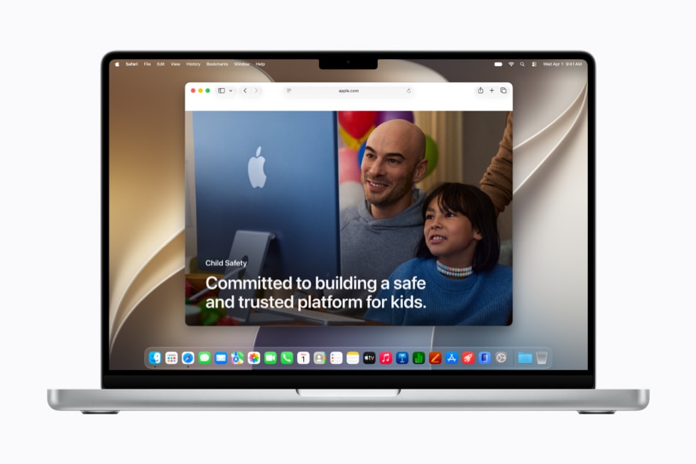 MacBook Pro 14 inci menampilkan situs web keamanan anak yang baru.